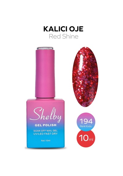 Shelby 10 Ml. A194 Işıltılı Kırmızı Kalıcı Oje