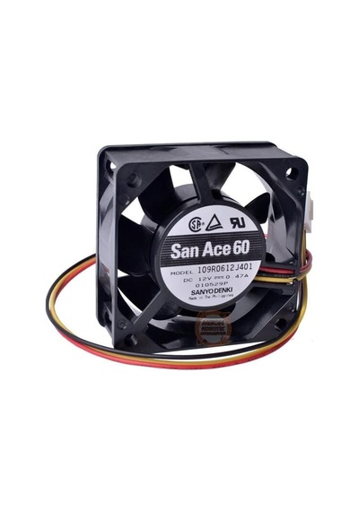 Sanyo Denki San Ace60 60x60x25mm 12v 0.47a Çift Bilyalı Fan-109r0612j401 3 Kablo Kare Fan