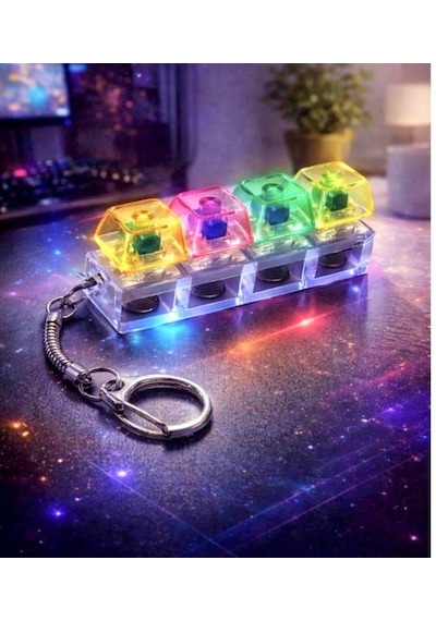 Işıklı Klavye Tuşu Switch Anahtarlık Keyboard Fidget Led Anahtarlık - 1 Adet