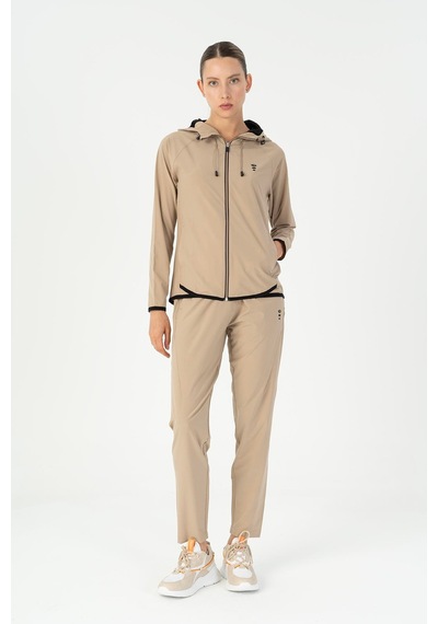 Maraton Regular Kadın Kapüşonlu Açık Vizon Tracktop Vizon