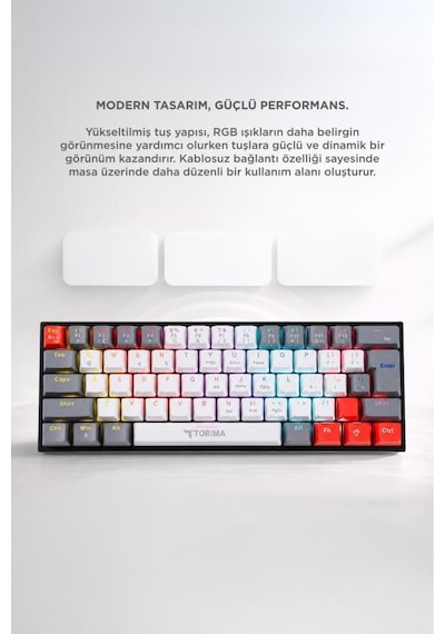 Oyuncu Klavyesi Rgb Işıklı Mekanik Şarjlı Kablosuz Blue Switch Q Klavye Tk11 Beyaz