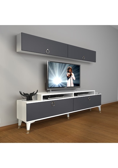 Decoraktiv Ekoflex 5 Mdf Gold Tv Ünitesi Tv Sehpası - Beyaz Antrasit Beyaz - Antrasit Decoraktiv Ekoflex 5 Mdf Gold Tv Ünitesi Tv Sehpası - Beyaz Antrasit Beyaz - Antrasit