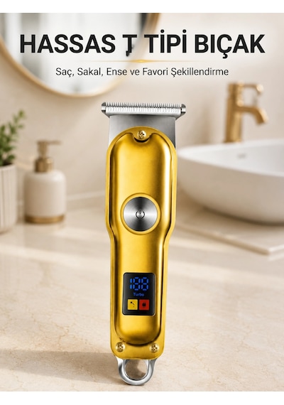 Şarjlı Saç Sakal Kesme Makinesi 1 2 3 Mm Taraklı T Tipi Bıçaklı Kablolu Ve Kablosuz Kullanım