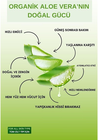 Aloe Vera Jel, Güneş Sonrası Bakım, Nemlendirici, Ferahlatıcı, Yatıştırıcı 200 Ml