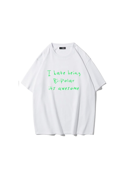 Brz Collectıon Brz Collection Unisex Oversize I Hate Being Bi-polar İts Awesome T-shirt Beyaz