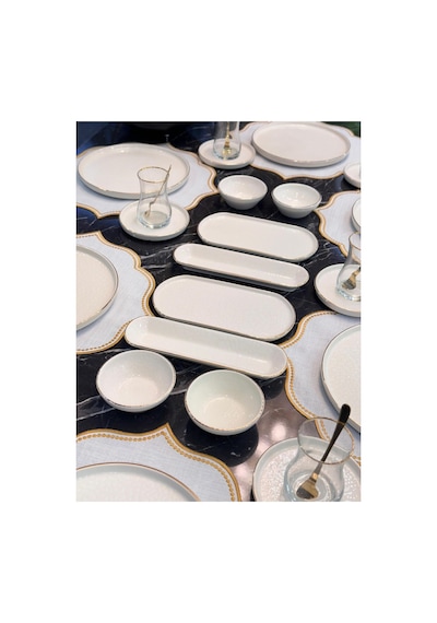32 Parça Modern Krem Gold Kahvaltı Takımı-6458 Altın