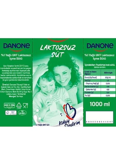 Danone Laktozsuz Süt 1 Lt X 6 Adet