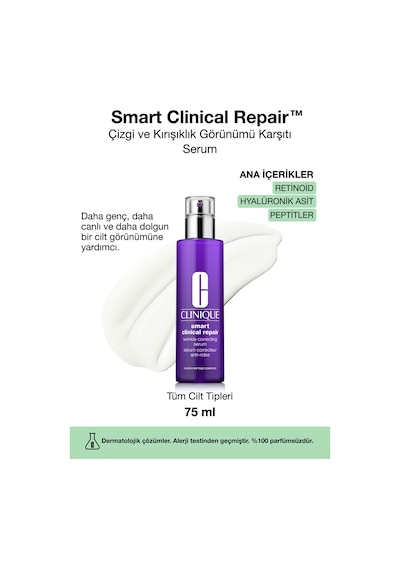 Çizgi Ve Kırışıklık Görünümü Karşıtı Onarıcı Ve Yenileyici Smart Clinical Repair Serum 75 Ml