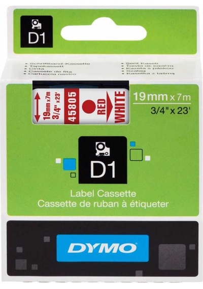 Dymo 45805 Beyaz/Kırmızı D1 Yedek Şerit 19 MM X 7 M