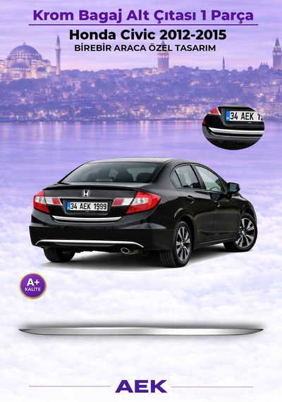 Honda Civic 2012-2015 Bagaj Alt Çıtası Paslanmaz Çelik