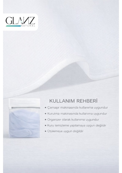 Glanz Çamaşır Yıkama Filesi Seti 4'lü Çamaşır Yıkama Çanta Seti Beyaz