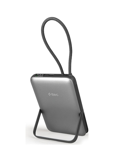 Ttec Recharger M Lcd 10.000mah Magsafe Uyumlu Pd 20w Usb-c Dahili Kablolu Stantlı Taşınabilir Hızlı Siyah