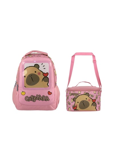 Capybara Kız Çocuk Okul Sırt Çantası Ve Beslenme Çantası Seti - Pembe - Setcpb5212b Çok Renkli