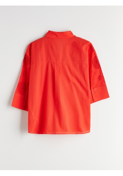 Lcw Vision Kırmızı Oversize Kadın Gömlek