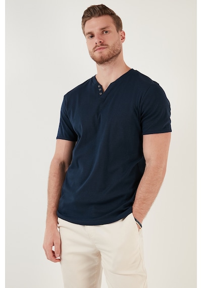 Buratti Pamuklu V Yaka Slim Fit Erkek T Shirt 5902122 Indigo