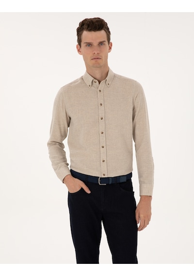 Pierre Cardin Erkek Bej Gömlek Desenli 50316768-vr011 Bej