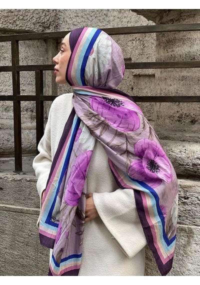 Moda Kaşmir Margarit Desen Bambu Şal MÜRDÜM