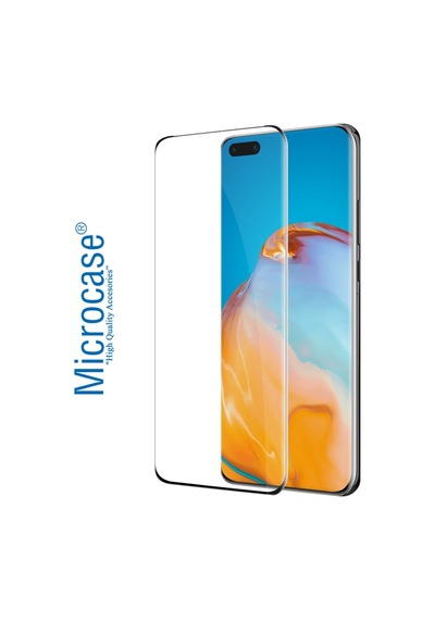Huawei P40 Pro 3D Curved Tam Kaplayan Tempered Cam - Siyah