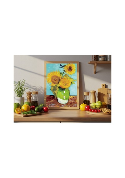 Van Gogh Van Gogh Vazoda Üç Ayçiçeği Çerçevesiz Poster 21x30 Cm A4 Tablo Van Gogh Post Empresyonizm