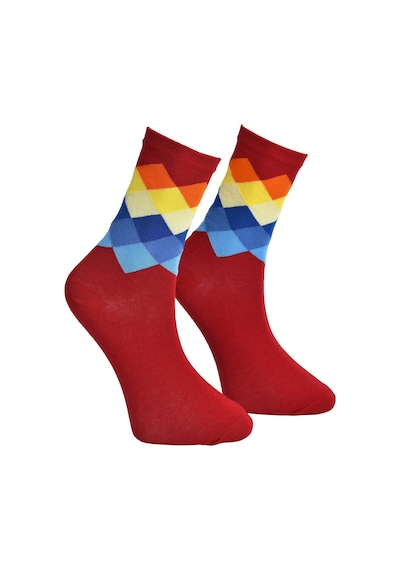 Unisex Renkli Kare Çorap Kırmızı - LKSÇRP17 Kırmızı