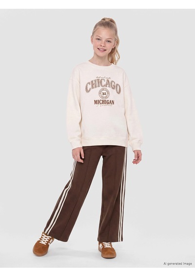 LC Waikiki Lcw Kids Kahverengi Yanları Şeritli Geniş Paça Kız Çocuk Eşofman Altı Dark Brown LC Waikiki Lcw Kids Kahverengi Yanları Şeritli Geniş Paça Kız Çocuk Eşofman Altı Dark Brown