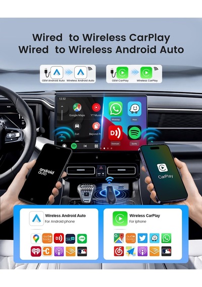 Carlinkit Oem Kablolu Carplay Ve Oem Kablolu Android Auto İçin Mini Se Pro Kablosuz Adaptör, İos 10 Ve Android 10 Ve 10"