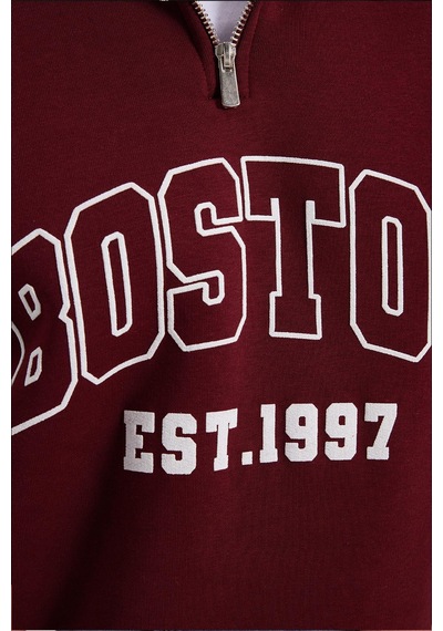 Tudors Erkek Relax Fit Rahat Kesim Pamuklu Yarım Fermuarlı Baskılı Bordo Sweatshirt-42314 Bordo Tudors Erkek Relax Fit Rahat Kesim Pamuklu Yarım Fermuarlı Baskılı Bordo Sweatshirt-42314 Bordo