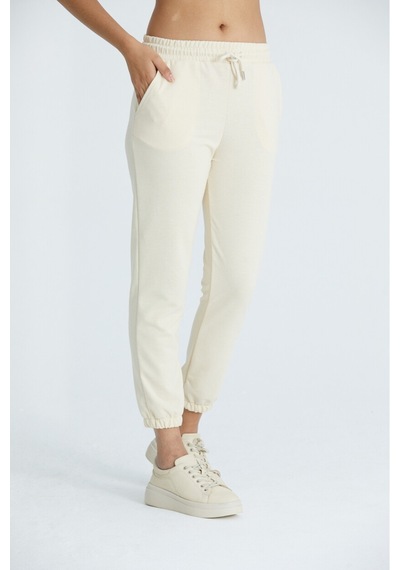 Twenty3 Kadın Basic 2 İplik Likralı Regular Fit Paçası Lastikli Bej
