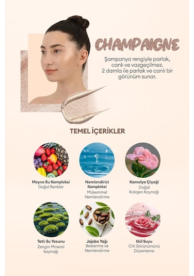 Şampanya Tonlu Likit Aydınlatıcı Parlak Görünüm Sunan Apieu Juicy Pang Highlighter Champaigne Gd01 Çok Renkli