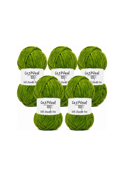 Kadife İp Soft Chenille Fine 5'li Paket 5x100 Gr 160 Mt El Örgü İpi Fıstık Yeşil - 925144855