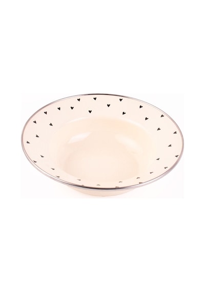 Emaye Black Cupid Çukur Makarna Salata Tabağı 24cm Krem