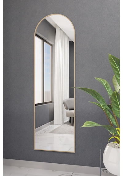 Dekoratif Ayna Mdf Oval Boy Ayna Duvar Aynası 165x45 Gold 166 X 50 Gold