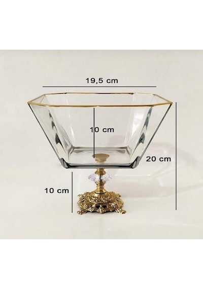 Paşabahçe Metal Ayaklı Gold Detaylı Büyük Boy Kase- Sunum - Servis - Salata Kasesi gri