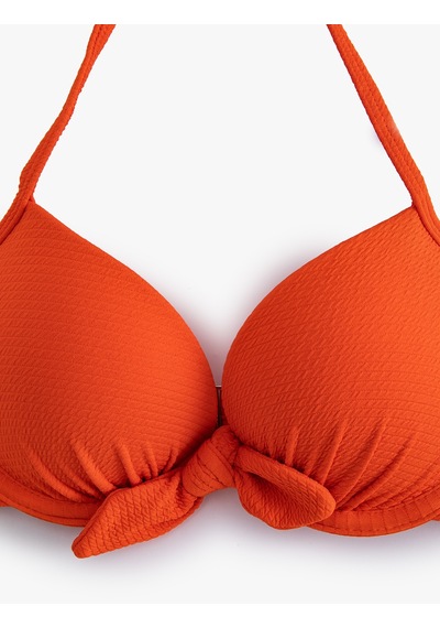 Koton Push Up Bikini Üstü Dokulu Bağlama Detaylı Balenli Turuncu 4sak10065mm Turuncu
