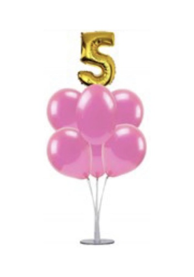5 Yaş Rakam Folyo Balon Altın Gold 40 CM Balon Stand. 6 Adet Bal