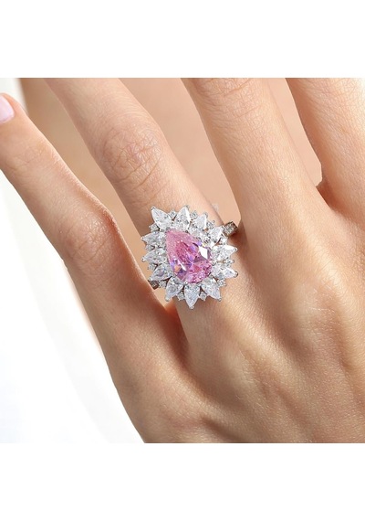Mia Vento Effective Diamond Londra Tutkusu Pink Taşlı Gümüş Yüzük