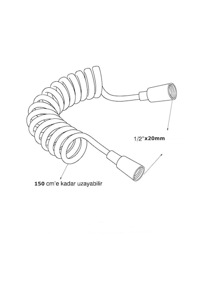 Yapıtaşı Yt274 Teleskopik Esnek Yaylı Pvc Duş Spiral Hortumu 150cm Gri Açık Gri