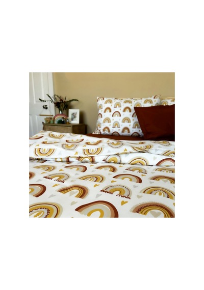 Stylish Boho Rainbow %100 Doğal Pamuk Tek Kişilik Nevresim Seti 2 Parça 160 X 220 Cm Çok Renkli