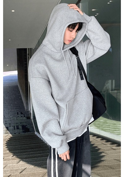 Genius Store Erkek Sweatshirt Kanguru Cepli İçi Polarlı 3 İplik Kapüşonlu Oversize Sweatshirt Kanguru-sweatshırt Gri