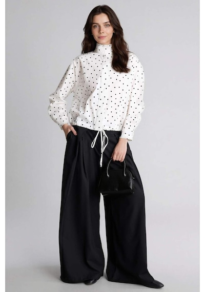 Defacto Regular Fıt Puantiye Poplin Uzun Kollu Tunik H0675ax26spwt32 Beyaz-wt32