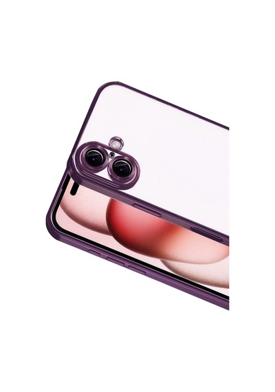 Apple iPhone Uyumlu,17 Razer Lensli Silikon - Açık Mor Düz Renkli