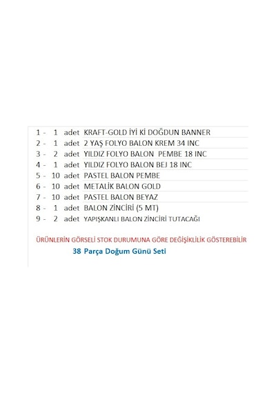 2 Yaş Kraft-gold Banner, 30 Adet Pembe, Gold, Beyaz Balon 2 Pembe 1 Bej Yıldızlı Doğum Günü Seti