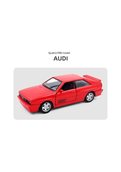 Jzcat Simulation 1:36 Audi Quattro 1980 Alaşımlı Klasik Araba Modeli Süsleme - Kırmızı
