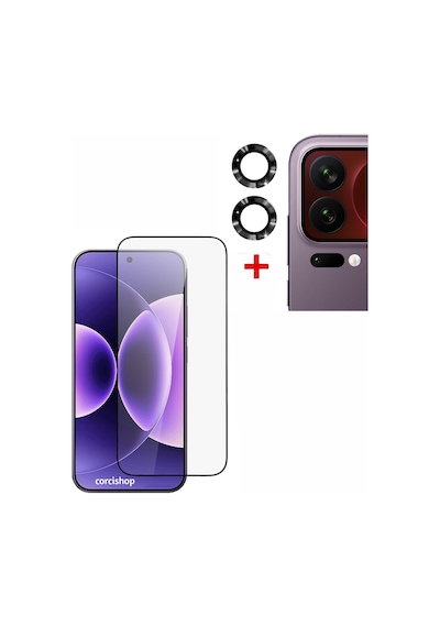 Mi 17 Pro Max Uyumlu Tam Kaplayan Temperli Kırılmaz Cam Sorunsuz Parmak İzi Okur + Kamera Lens Koruyucu 2li Set