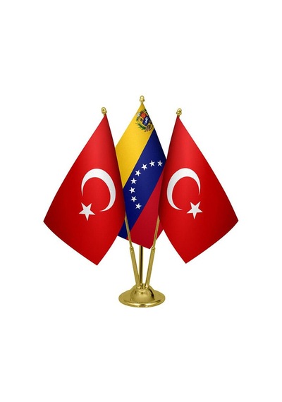 Masa Üstü venezuella Bayrağı Türk Bayrağı Üçlü Pirinç Direk Masa