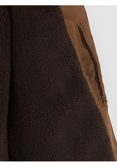 LC Waikiki Lc Waıkıkı Kahverengi Regular Fit Kürk Yaka Süet Erkek Mont