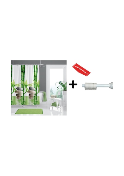 Banyo Duş Perdesi 10056 120x200 Perde Borusu Askı Aparatı 90x130 Hediyeli Çok Renkli