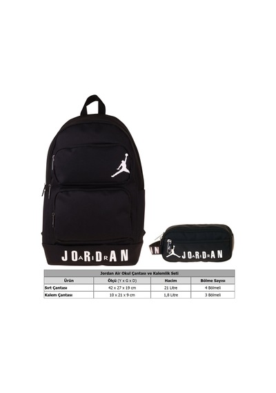 Jordan Air Cleveland Black Siyah İkili Sırt Çantası Ve Kalemlik Seti - Erkek Çocuk - Setja-q3168c