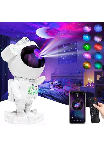 Galaksi Projeksiyon Gece Lambası Yıldız Ay Çocuk Odaları İçin Bluetooth Müzik Özellikli