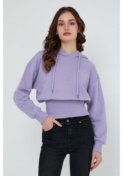 Kadın Karbon Fırçalı 3 İplik Oversize Sweatshirt Lila